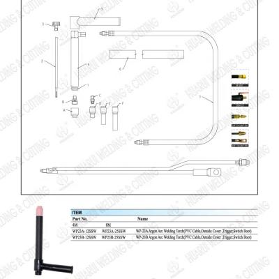 China High Quality WP-23A(B) TIG Welding Torch 100A AC HUARUI Air Cooled Tungsten Argon Arc Welding Torch WP-23A(B) for sale