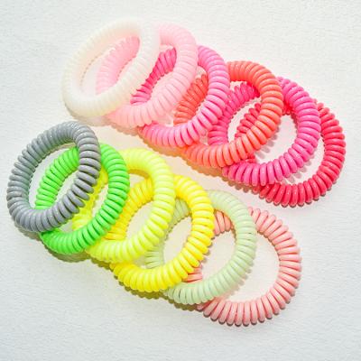 China Hair Ring Candy Colors Spiral Plastic Flexible Hair Ring for sale