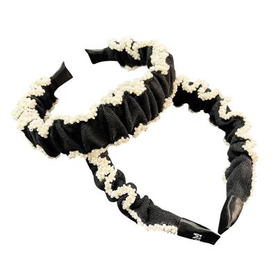 China 2021 New Korea Pearl Candy Velvet Accessories Wide Headband Circle Bands Hairband Girls Women's Hair Jewelry for sale