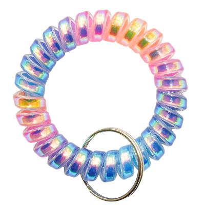 China Fashionable Colorful Spiral Wrist Plastic Flexible Coil Keys for sale