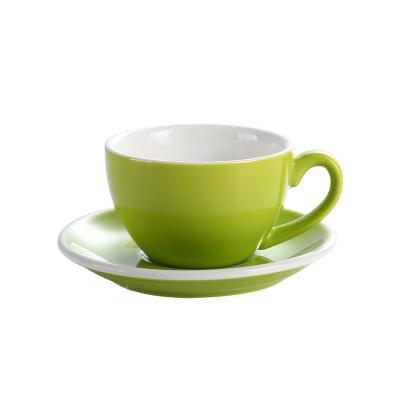 China Sustainable Green Color Gloss Coffee Mug Dish Cappuccino Ceramic Coffee Mug for sale