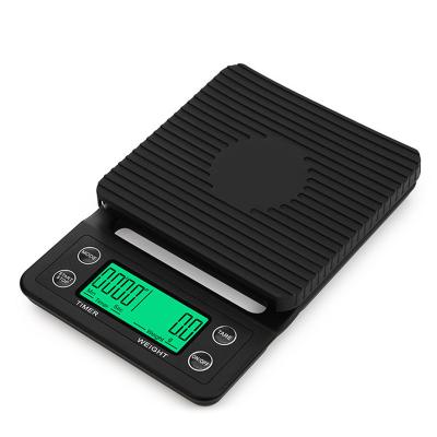 China WITH LID Kitchen Food Scale Black ABS LCD Display Drip Coffee Scale Digital Coffee Scale With Timer for sale