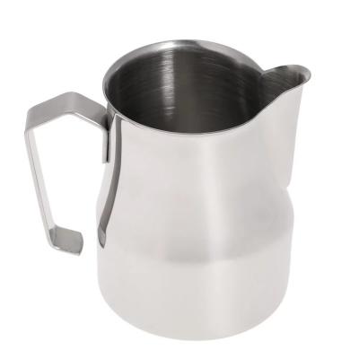 China Sustainable 350ml 550ml 750ml Stainless Steel Milk Skimming Pitcher Sharp Spout Skimming Steaming Coffee Jug Milk Pitcher for sale