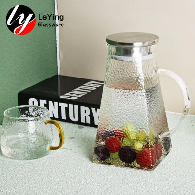 China WITH LID Heavy Water Filter Pitcher Wholesale Cold Drinking Hot Water Jug Glass Pitcher for sale