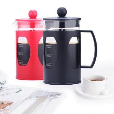 China WITH LID Hot Selling Quality 350Ml Red Plastic 600ml Coffee Plunger French Press Custom Logo for sale