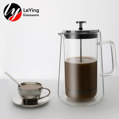 China Competitive Price 350ML 600ML 800ML 1000ML Glass Double Wall Viable Coffee And Tea Sets French Press for sale