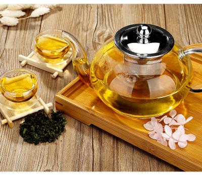 China Viable High Borosilicate Teapot Flower Tea Coffee Kettle Pot Stainless Steel Infuser Filter Glass Lid for sale