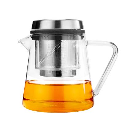 China Viable New Arrive Clear Glass Teapot With Stainless Steel Infuser 600Ml Glass Teapot for sale