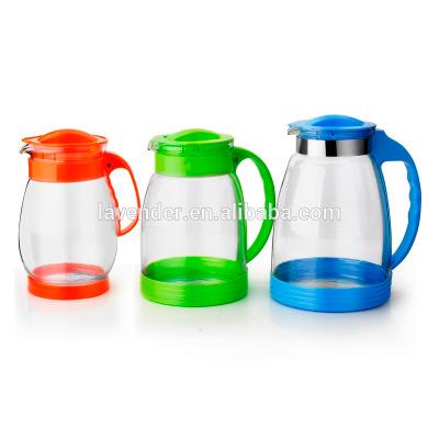 China Viable Water Cooler Jugs Glass Jug With Handle And Lid Plastic Glass Teapots Wholesale for sale