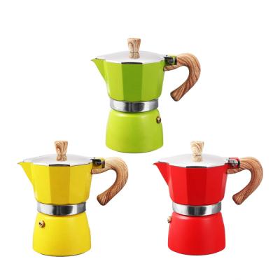 China Customized Viable Color Aluminum Moka Pot Portable Coffee Maker for sale