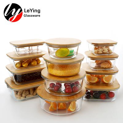 China Factory Supply Microwavable Cheap Round Borosilicate Glass Food Storage Container Seal Set for sale