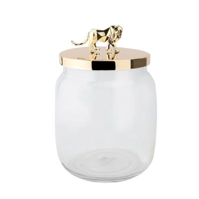 China 2020 New Design Stylish Animal Freshness Preservation Lid Decoration Airtight Storage Glass Jars Home Tableware for sale