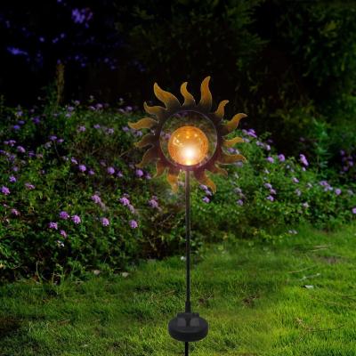 China Solar Garden Metal Sun Pathway Lights Stake Solar Waterproof Garden Metal Sun Pathway Light Solar Decorative Garden Lights for sale