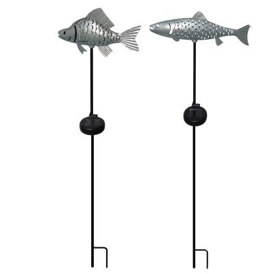 China Decorative Metal Fish Stake Solar Lawn Lights Solar Garden Stake Lights Metal For Fishing Decorative Stake For Outdoor for sale