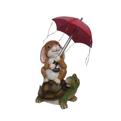 China Solar Rabbit Sitting Solar Rabbit Turtle Garden Statue Statue Sitting Lights Solar Easter Bunny Turtle Stake Umbrella String Statue for sale