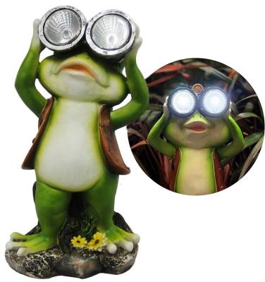 China Lawn Animal Solar Outdoor Solar Ornament Frog Garden Ornament Garden Sculpture Garden Frog Solar Frog Statue for sale