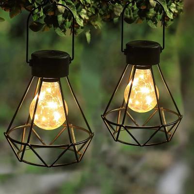 China Garden SOLAR Lantern Outdoor Solar Powered Table Lanterns 15 LED Copper Blub Lights Waterproof Solar Garden Lantern for sale