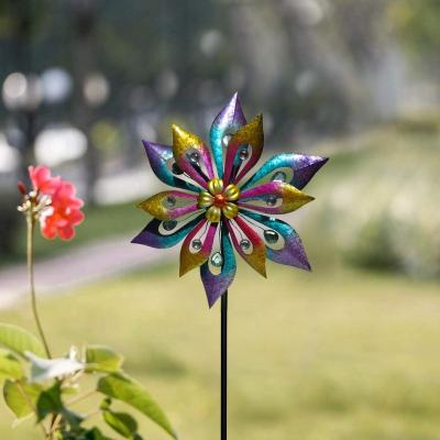 China Europe Ganden Kinetic Metal Swivel Wind Spinner Weatherproof Lawn Windmill Stake for sale