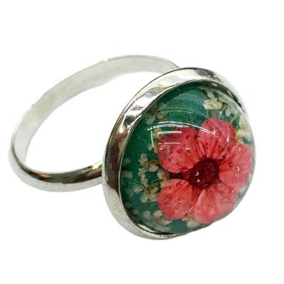 China Hot popular vintage flower rings eco design amber dry cooper ring, resin crafts custom jewelry for sale