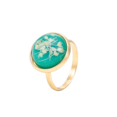 China Newest Fashionable Design Cheap Gold Plated Jewelry Women Dried Flower Rings For Gift for sale