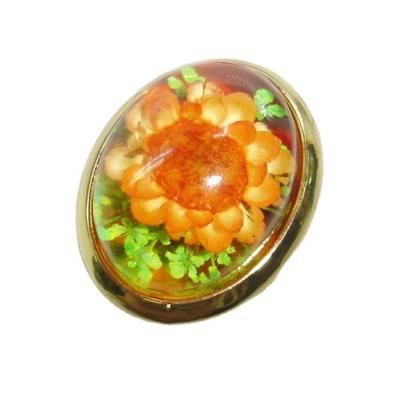 China 2022 Big Vintage Epoxy Resin Real Flower Rings Jewelry for sale