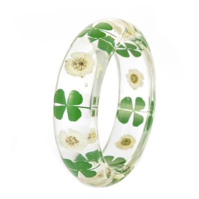 China China Fashion Design Real Handmade Lucite Resin Four Leaf Clover Jewelry Bracelet for sale