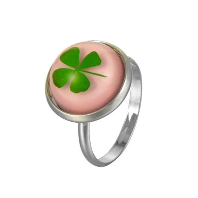 China Cute Transparent Round Good Reputation 4 Leaf Resin Jewelry Fashion Lucky Exquisite Rings for sale