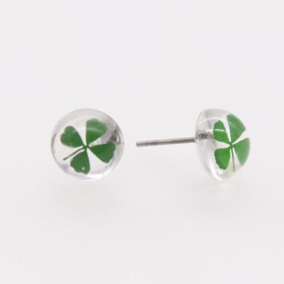 China Fashion transparent four leaf clover design ear stud casual/sporty earring designs new models earrings for sale