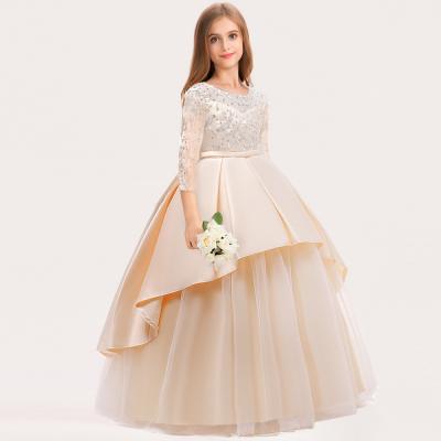 China Breathable Long Sleeve Kids Dress Bridesmaids Princess Dress Children Evening Dresses for Birthday Party for sale