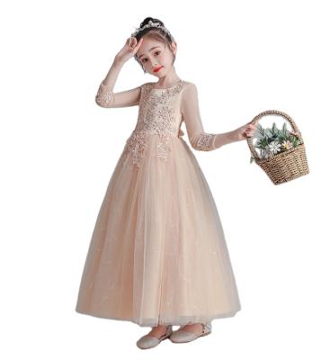 China 2021 Autumn Long Sleeve Maxi Kids Formal Dress Kids Ball Gown Sleeveless Bridesmaids Dresses for sale