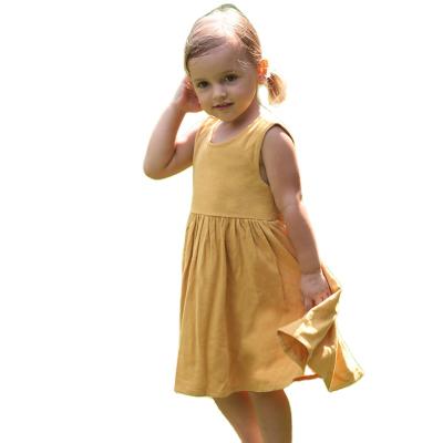 China 2022 NEW summer boutique kids clothes cotton baby dress anti-static solid suspender skirt girls dresses for sale