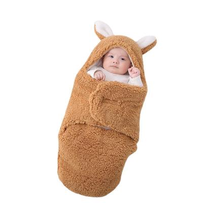 China Warm Thick Fleece Newborn Baby Windproof Antibacterial Winter Outwears Infants Blankets 0-3M Baby Sleeping Bags for sale