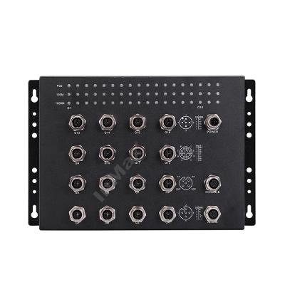 China LACP InMax Manufacturer 16 Gigabit PoE M12 Rail Vehicle Switch Left Controlled Industrial Railway Equipment for sale