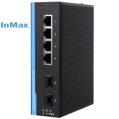 China 6 Port 10/100/1000M Gigabit With 4 Port RJ45 And 2 SFP Ports Industrial Ethernet Network Switch 12G for sale