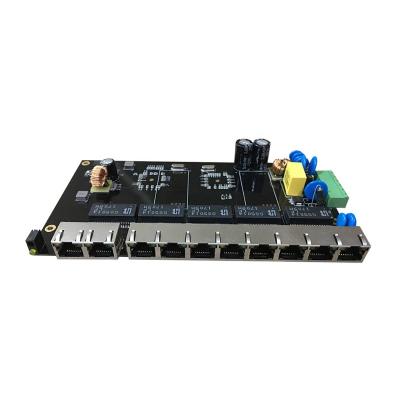 China High Quality Customized Left Industrial POE Switch OEM 10 Port RJ45 10/100/1000Mbps PoE PCB Network Switch Panel Marvell for sale