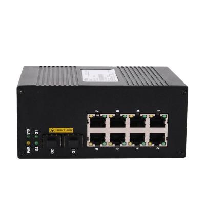 China LACP 10 Port Power Over Ethernet Industrial Grade Ethernet Switch Din Rail Managed PoE Switch for sale