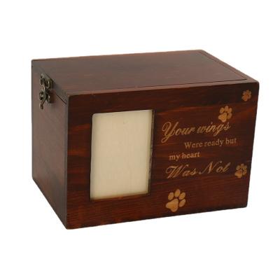 China Wholesale Wooden Urns Viable Pet Cat Or Dog Memory Box With Photo Frame for sale