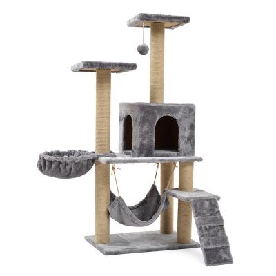 China Viable Wholesale Cat Climbing Tree Big Sisal Scratcher Wooden Bed for sale