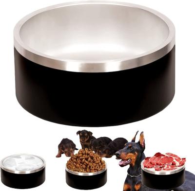 China Viable Low Wholesale Price Manufactured Customized LOGO Double Layer 304 Stainless Steel Pet Feeding Bowl for sale