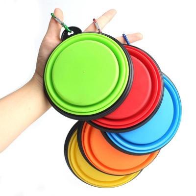 China New Candy Color Silicone Portable Collapsible Food And Water Stored Pet Bowl for sale