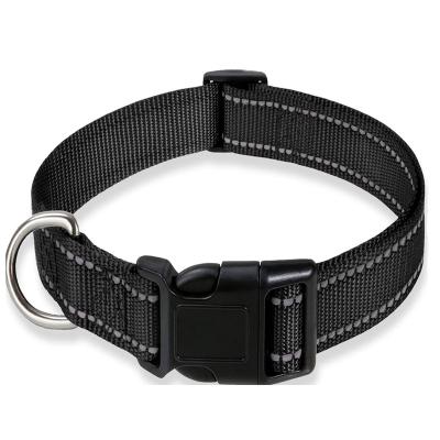 China New Custom Adjustable Classic Solid Colors Reflective Nylon Pet Collars for sale