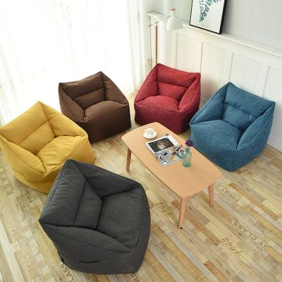 China Removable Cover Linen Cotton Triangle Beanbag Chair Portable Corner Bean Bag Sofa Covers Floor Cozy Living Room Furniture for sale