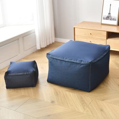 China Removable Cover New Style Eco-Friendly Cotton Canvas Lycra Spandex Fabric Square Bean Bag Pouf Cube Bean Bag Chair Sit Sack for sale