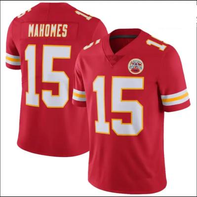 China Anti-Bacterial High Quality NFLing Jersey Mens Adult American Football Wear Red MAHOMES 15 Stitched Jersey Stock for sale