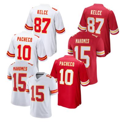 China Anti-Bacterial 2024 Kansas NFLing Jerseys 15 Patrick Mahomes 87 Travis Kelce Stitched New Limited American Football Wear Red White for sale