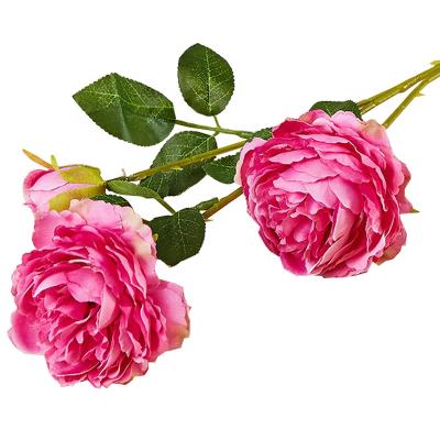 China Beautiful Colorful Artificial Flower FL2003 3 Heads Peony Silk Wholesale Artificial Flowers For Decorative Chrysanthemum Wedding Home Decor Touch Flower Ball Real for sale