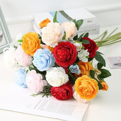 China Beautiful Artificial Flower Peony Flower FL2002 Silk Flower Artificial Flowers Wholesale Colorful Artificial Wedding Layout For Home Decor for sale