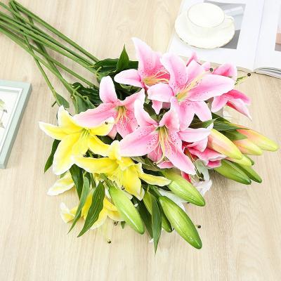 China FL4401 Natural Touch Home Wedding Lily Easter Flower Fabric Lily Fake Flowers High Quality Silk Artificial Flower Decoration for sale