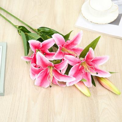 China Lily Flowers Real Touch 3D Printing Latex Plant Touch FL4402 Silk Flowers Natural Wholesale Artificial Home Decoration for sale