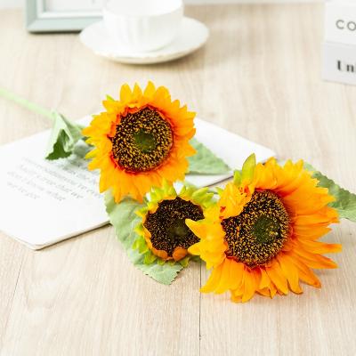 China Various Designs Big Flower Long Stem Sun Touch FL5201 Artificial Decorative Sunflower Big Heads Natural High Quality Silk Cloth Big for sale